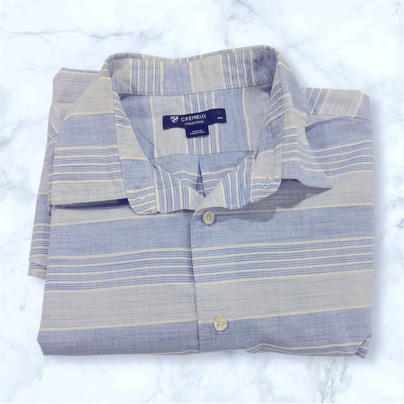 Daniel Cremieux Other - Daniel Cremieux Collection Baby Blue Striped Cotton Men's Short Sleeve Size XL